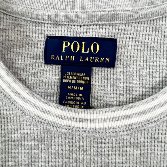 Polo Shirt Ralph Lauren Gray Polo Eagle Logo Waffle Knit Crewneck NWT - Picture 6 of 10